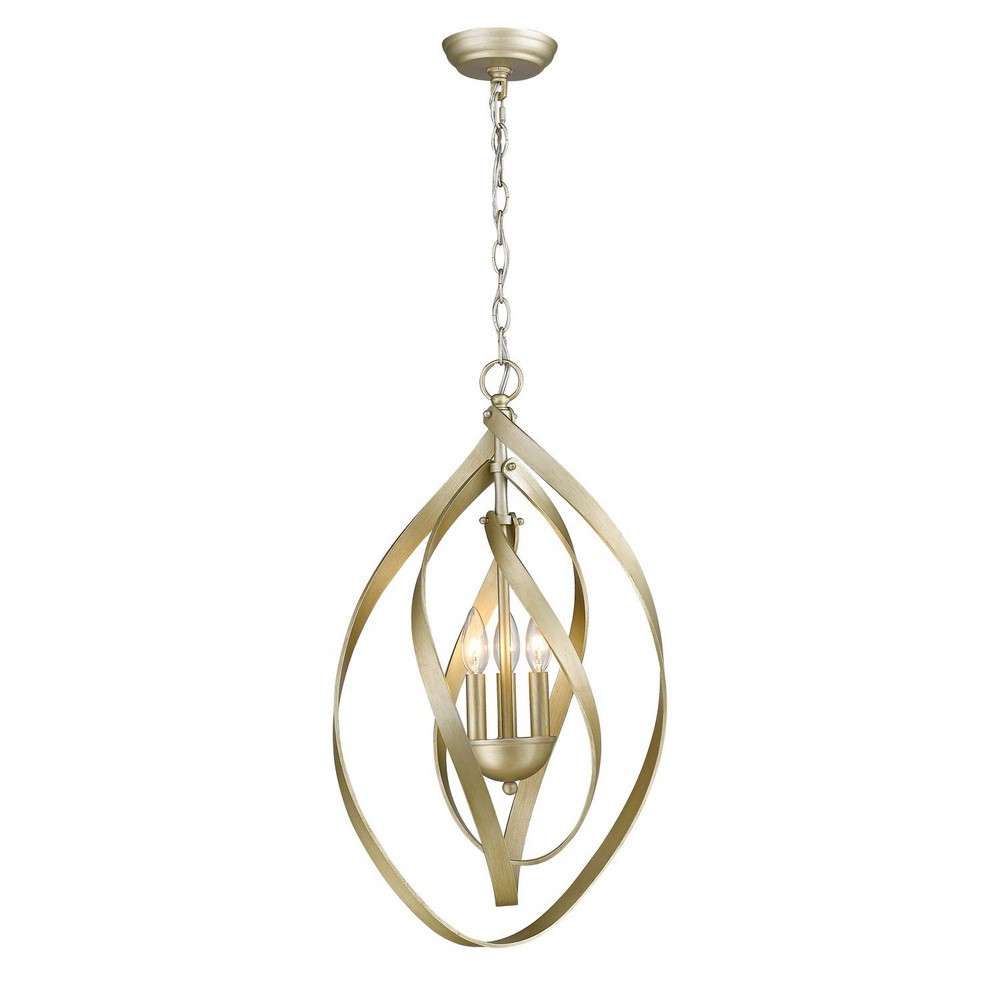 Golden Lighting-2220-3P WG-Nicolette - 3 Light Pendant in Sturdy style - 26.38 Inches high by 14.63 Inches wide   White Gold Finish